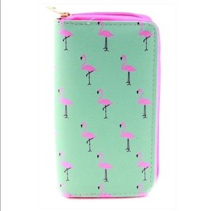 NWT Zippered Clutch Style Flamingo Wallet